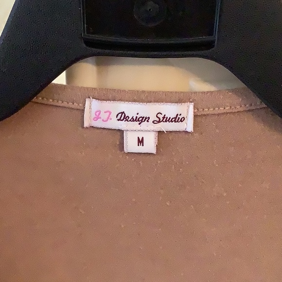 Sexy Tan Ruffled Top Brown Laced Front + Bell Long Sleeves Size M - Picture 4 of 6